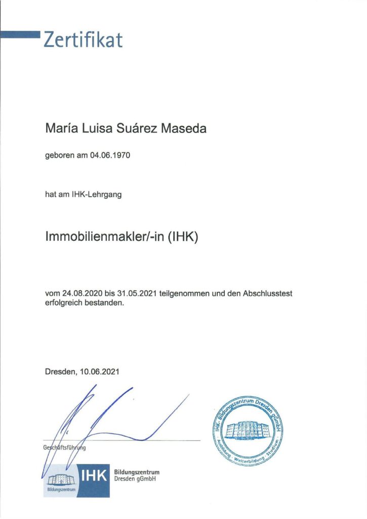 Zertifikat Immobilienmaklerin IHK 20210610 1