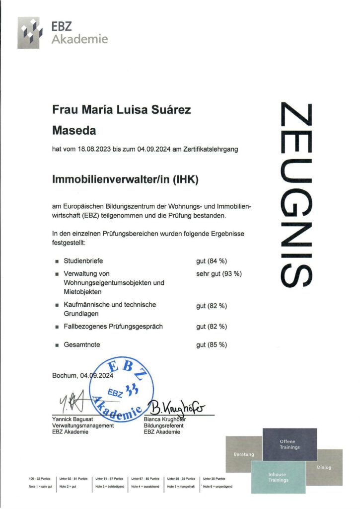 Zeugnis EBZ Akademie